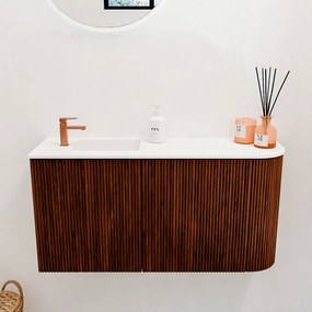 Mondiaz Joya 80cm toiletmeubel ronding rechts ruby met wastafel faye links 1 kraangat talc