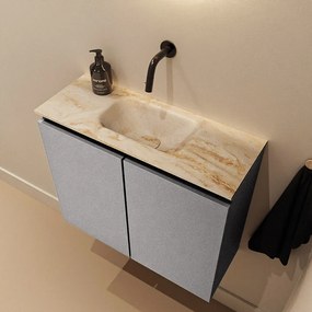 Mondiaz Ture DLux toiletmeubel 60cm plata met wastafel frappe midden zonder kraangat