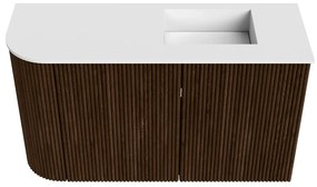 Mondiaz Joya 70cm toiletmeubel ronding links walnut met wastafel faye rechts 1 kraangat talc