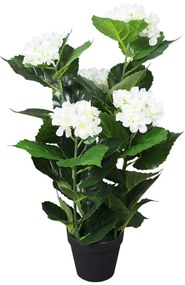 vidaXL Kunst hortensia plant met pot 60 cm wit