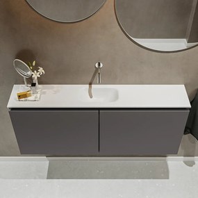 Mondiaz Ture 120cm toiletmeubel dark grey met wastafel talc midden geen kraangat