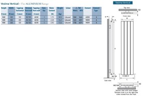Eastbrook Vesima verticale aluminium verwarming 180x30,3cm Mat wit 1068 watt