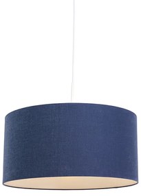 Stoffen Eettafel / Eetkamer Moderne hanglamp wit met antiek blauwe kap 50 cm - Combi 1 Modern E27 rond Binnenverlichting Lamp