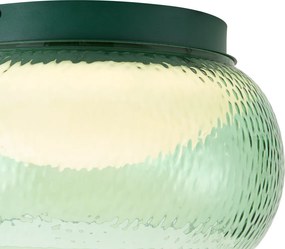 Art Deco plafondlamp groen met glas incl. LED 3-staps dimbaar - Thimble