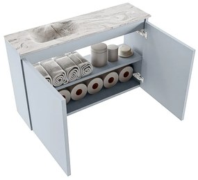 Mondiaz Ture DLux toiletmeubel 80cm clay met wastafel glace links met kraangat