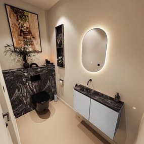 Mondiaz Ture DLux toiletmeubel 80cm plata met wastafel lava links zonder kraangat