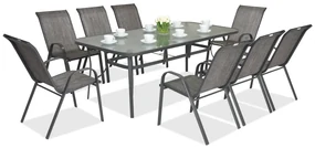 Metalen tuinmeubel Modena voor 8 personen met grote tafel Garden Point grijs