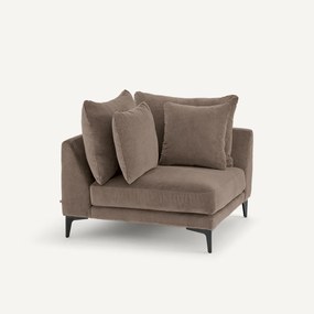 Hoekbank in stone-kleurig fluweel, MODERNISTE, ontwerp van Emmanuel Gallina