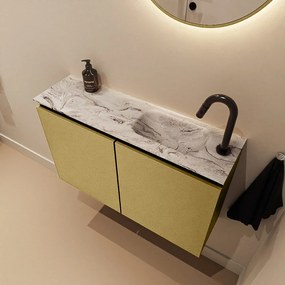 Mondiaz Ture DLux toiletmeubel 80cm oro met wastafel glace rechts met kraangat