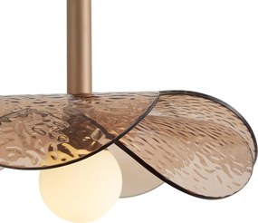 Design hanglamp donker brons met ribbel glas - Kemner