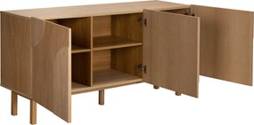 Eiken Dressoir Met 3D Vormen - 160x40x75cm.