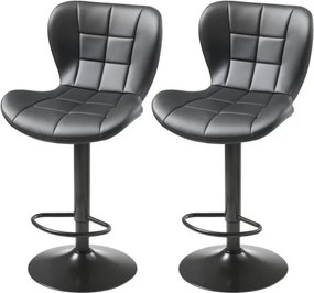 VEVOR Barkruk Moderne Barkruk Gemaakt van PU-leer 2-Pack 360° Draaibare Bistrokruk met Rugleuning en Voetensteun, In Hoogte Verstelbare Keukenkruk (149,7 kg Draagvermogen) voor Eetkamerbar