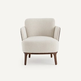 Fauteuil in notenhout en stof in 2 materialen, Jabote