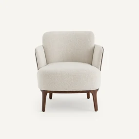 Fauteuil in notenhout en stof in 2 materialen, Jabote