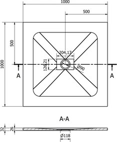 Mexen Hugo SMC vierkante douchebak 100 x 100 cm, wit - 42101010