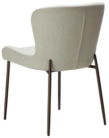 Dan-Form Glam Luxe Eetkamerstoel Boucle Wit En Antique Brass