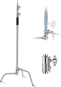 VEVOR C-Stand lampenstandaard, max. hoogte 330 cm, roestvrijstalen fotolampenstandaard met verstelbare hoogte van 1463 tot 2987 mm, draagvermogen van 20 kg voor studiosoftbox, monolight en reflector
