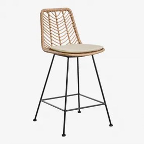Verpakking Van 2 Hoge Krukken In Gouda Natural Synthetisch Rotan Natuurlijk & Zwart & ↑65 Cm & Beige – Crème - Sklum
