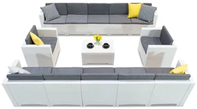 Technorattan set met twee grote banken Colorado Coffee Max 12 wit Bica