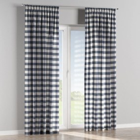 Dekoria Kant en Klaar Gordijn met plooiband, wit-donkerblauw geruit