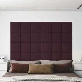 vidaXL Wandpanelen 12 st 1,08 m² 30x30 cm stof paars