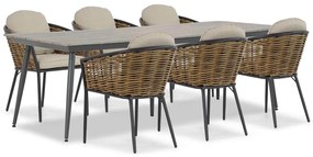 Tuinset 6 personen 240 cm Aluminium/wicker Grijs Lifestyle Garden Furniture Nice/Matale