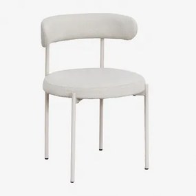 Set Van 4 Eetkamerstoelen In Brim Bouclé Stof Bouclé Wit - Sklum