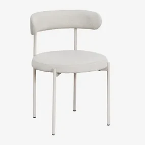 Set Van 4 Eetkamerstoelen In Brim Bouclé Stof Bouclé Wit - Sklum