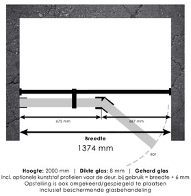 Brauer JC profielloze nisdeur 140cm met 70cm deur gekoppeld gunmetal geborsteld