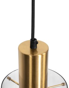 Vintage hanglamp messing met smoke glas - Vidra