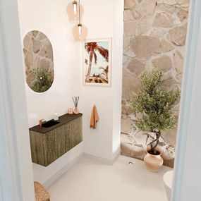 Mondiaz Joya 80cm toiletmeubel ronding rechts dusk met wastafel faye links 1 kraangat urban