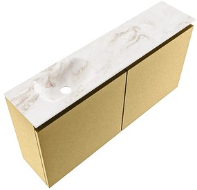 Mondiaz Ture DLux toiletmeubel 100cm oro met wastafel frappe links zonder kraangat