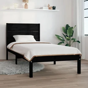 vidaXL Bedframe massief hout zwart 90x190 cm 3FT Single
