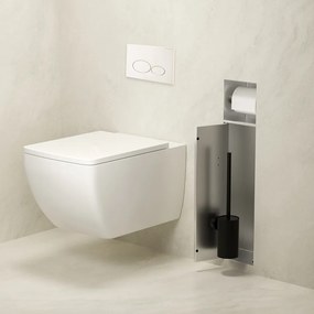 Mueller Round inbouw toiletrol en borstelhouder betegelbaar RVS