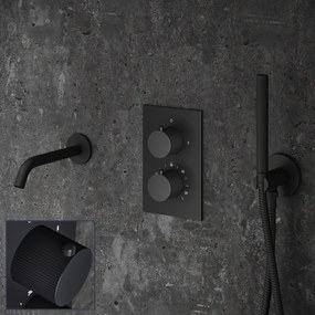 Saniclear Nero Stripes inbouw badkraan zwart mat
