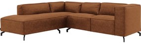 Goossens Bank Calvin cognac, micro leer, 2-zits, modern design met ligelement links