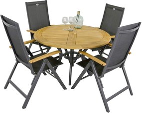 Hartman Napoli/South Wales ronde verstelbare aluminium tuinset Ø120 cm. - Teak