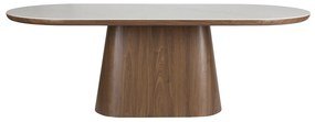Ovale Eettafel Walnoot En Wit Marmer - 200 X 90cm.