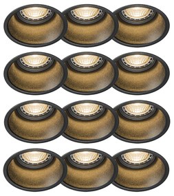 Set van 12 moderne inbouwspots zwart - Dept