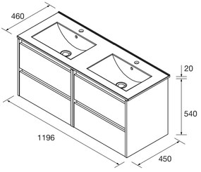 Muebles Project badmeubel 120cm met 4 lades en wastafel zwart mat