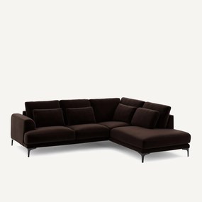 Linkse hoekbank met leuning in fluweel, Marsile