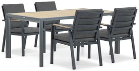 Tuinset 4 personen 180 cm Aluminium/teak Grijs Lifestyle Garden Furniture Marseille/Borello