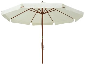 vidaXL Parasol met houten paal 330 cm zandwit