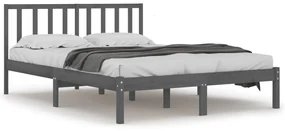 vidaXL Bedframe massief grenenhout grijs 140x190 cm