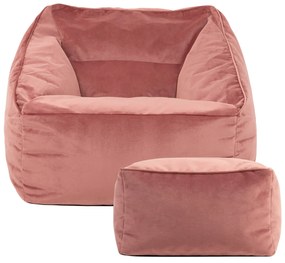 Natalia Velvet Armchair Bean Bag + Footstool
