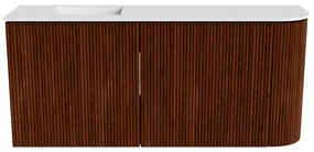 Mondiaz Joya 90cm toiletmeubel ronding rechts ruby met wastafel faye links 1 kraangat talc
