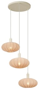 Japandi hanglamp beige met stoffen kap 3-lichts - BidaJapandi E27 Scandinavisch rond Binnenverlichting Lamp
