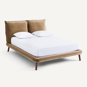 Fluwelen 2-persoons bed, Aurore, ontwerp Emmanuel Gallina