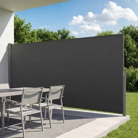 VEVOR Uitschuifbaar zijzonnescherm 185x420 cm, zijrolgordijn van 180 g/m² polyesterstof, muurzonnescherm, windscherm, zonwering, privacyscherm, ruimteverdeler voor tuin, balkon, zwembad, terras, grijs