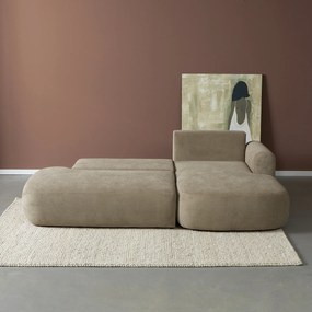 Beige Hoekbank Slaapbank Chaise Longue Rechts